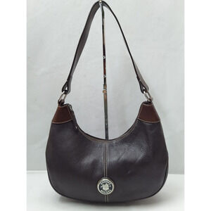 Dooney & Bourke Brown Pebbled Leather Zipper Closure Hobo Shoulder Bag